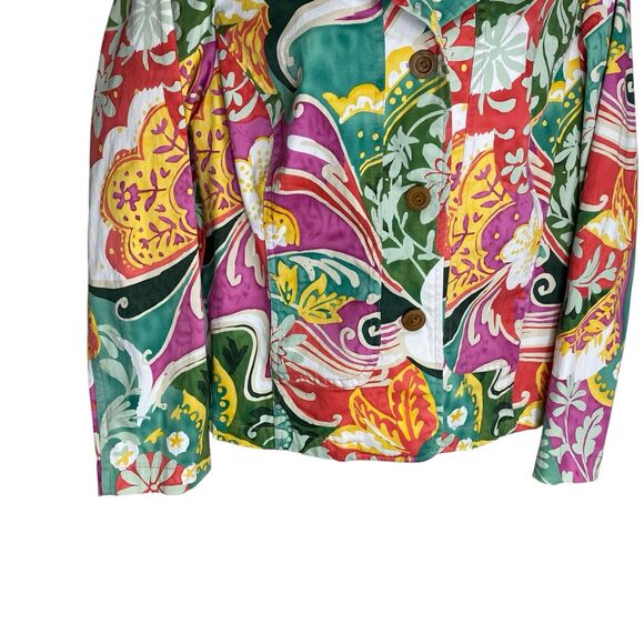 Coldwater Creek Jacket Womens L Petite Floral Artsy Y2K Vibrant Blazer Pockets - Picture 7 of 16